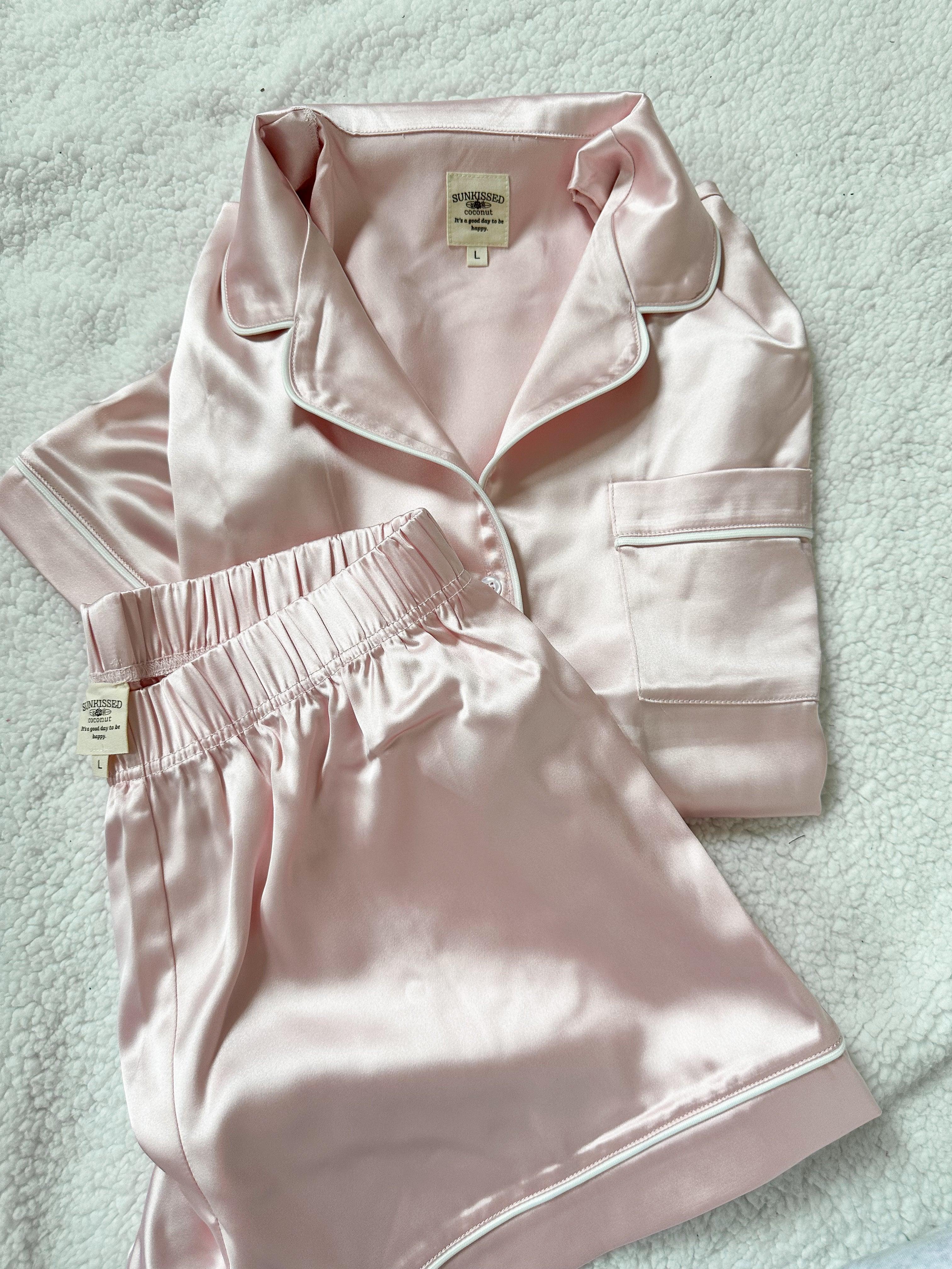 Champagne Pink Short Sleeve Pajama Top Product Image