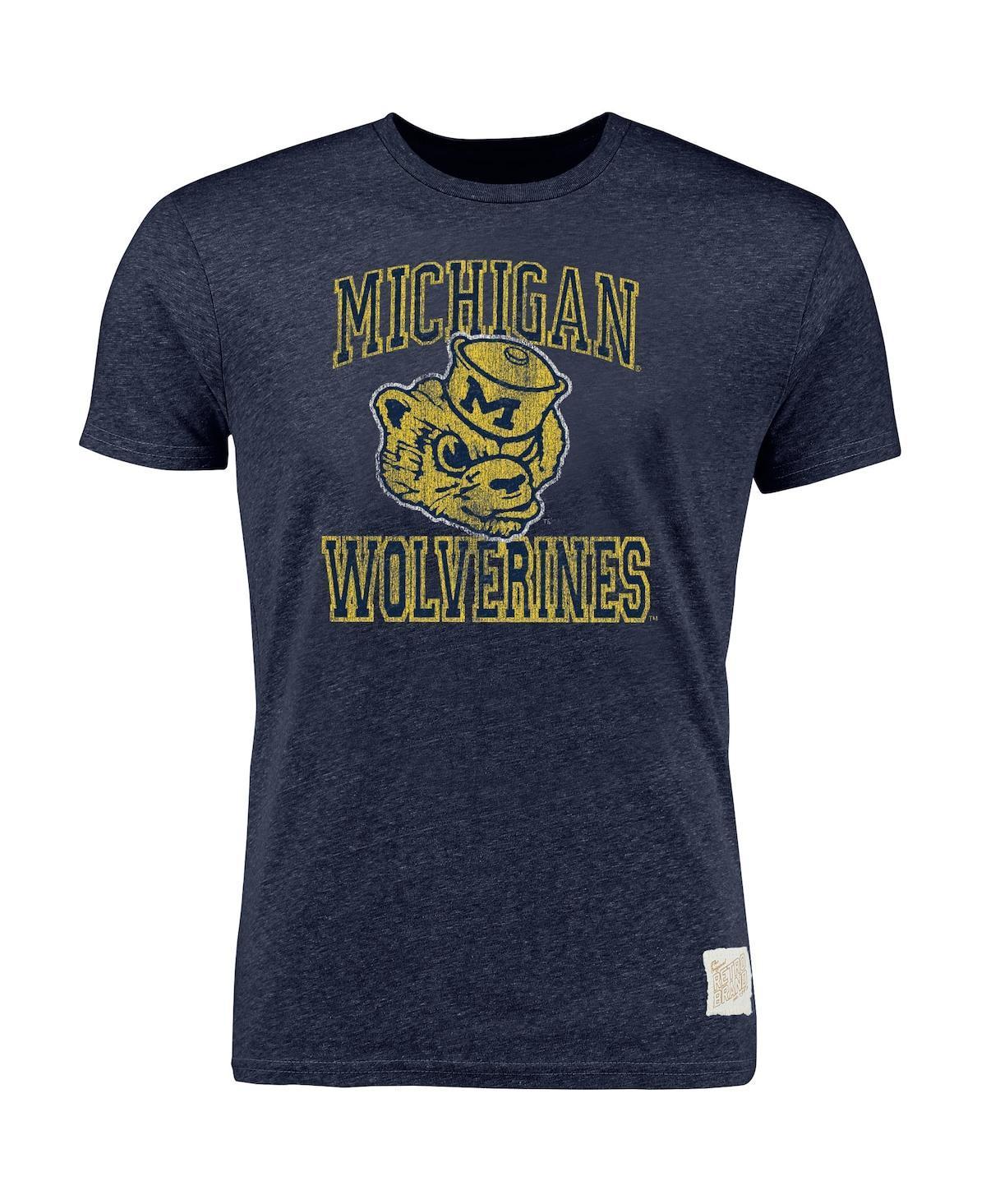 Mens Original Retro Brand Heather Navy Michigan Wolverines Vintage-Like Wolverbear Tri-Blend T-shirt Product Image