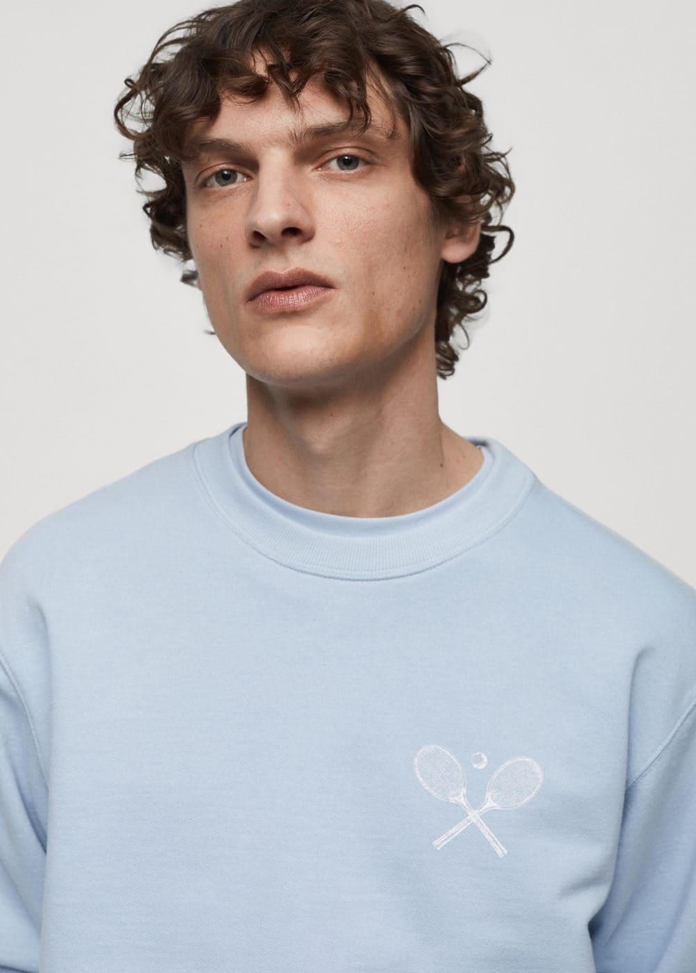 MANGO MAN - Cotton-blend printed sweatshirt sky blueMen Product Image