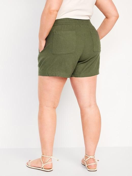 High-Waisted Linen-Blend Pull-On Shorts -- 3.5-inch inseam Product Image