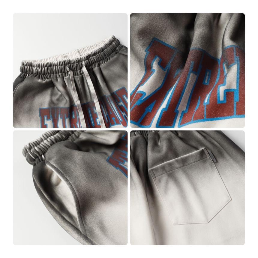 High Waist Lettering Wide Leg Shorts Product Image