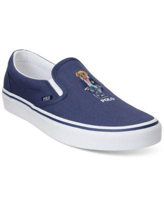 Men's Polo Bear Embroidered Slip-on Sneakers In Navy/white Product Image