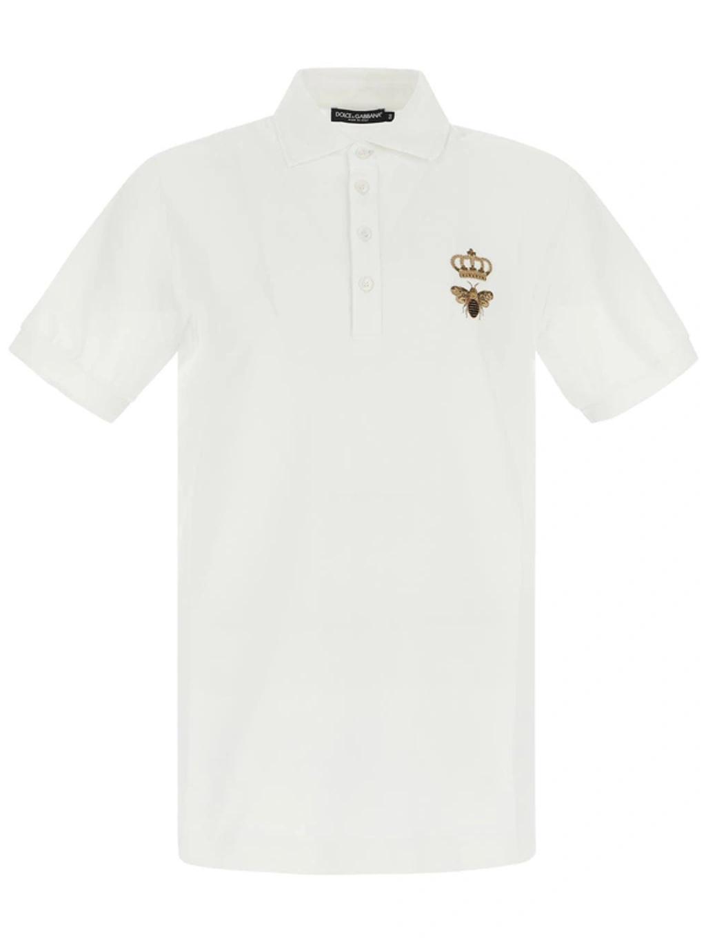 Piqué Polo Shirt With Lurex Embroidery In White Product Image