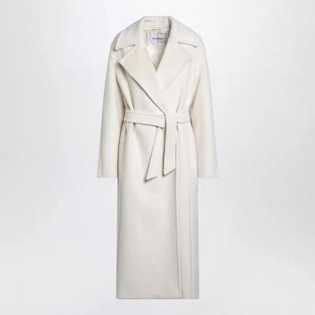 MAX MARA White Cashmere Blend Dressing Gown Coat Women In Cream Product Image