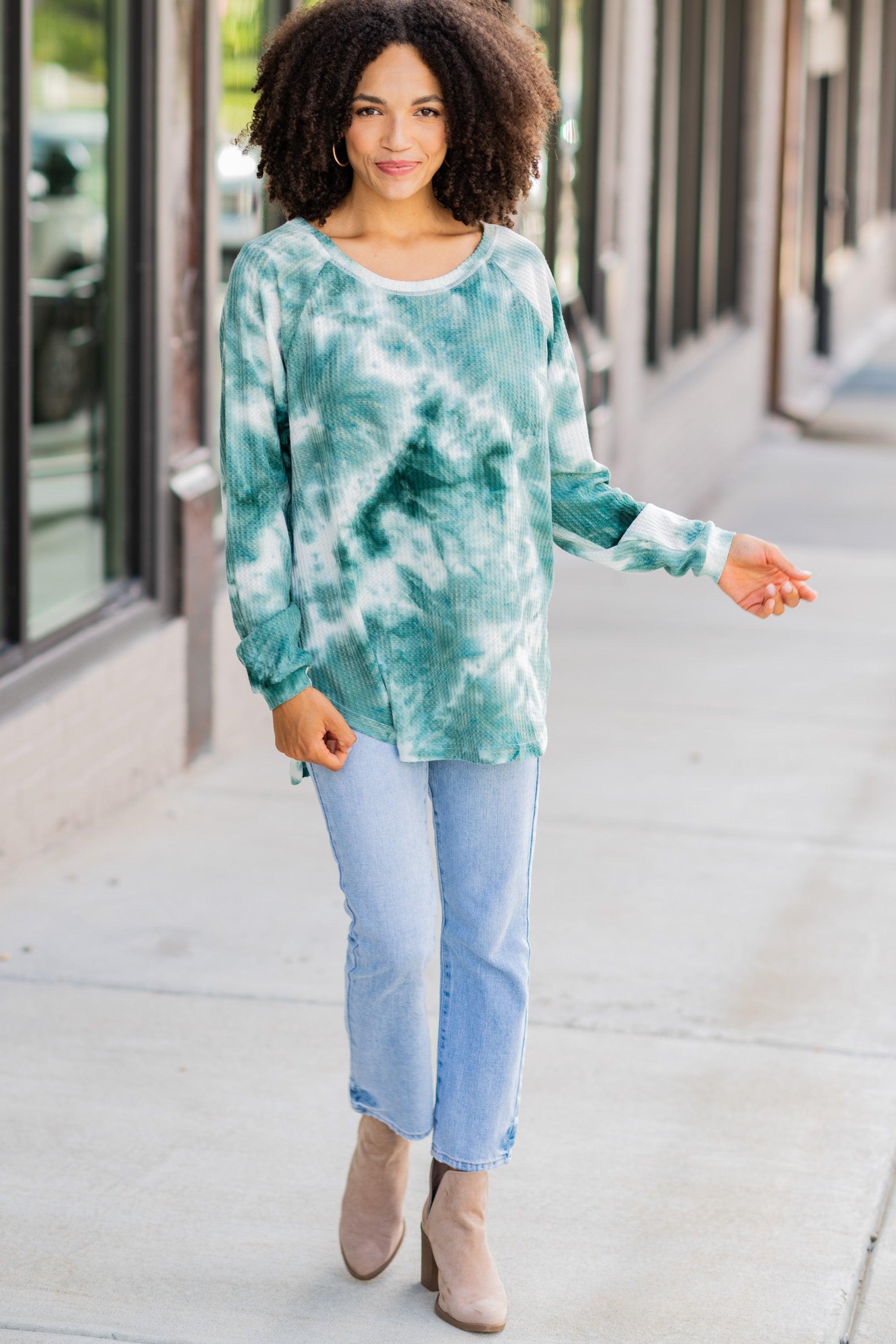 Easy Like Sunday Olive Green Tie Dye Tunic Female Product Image