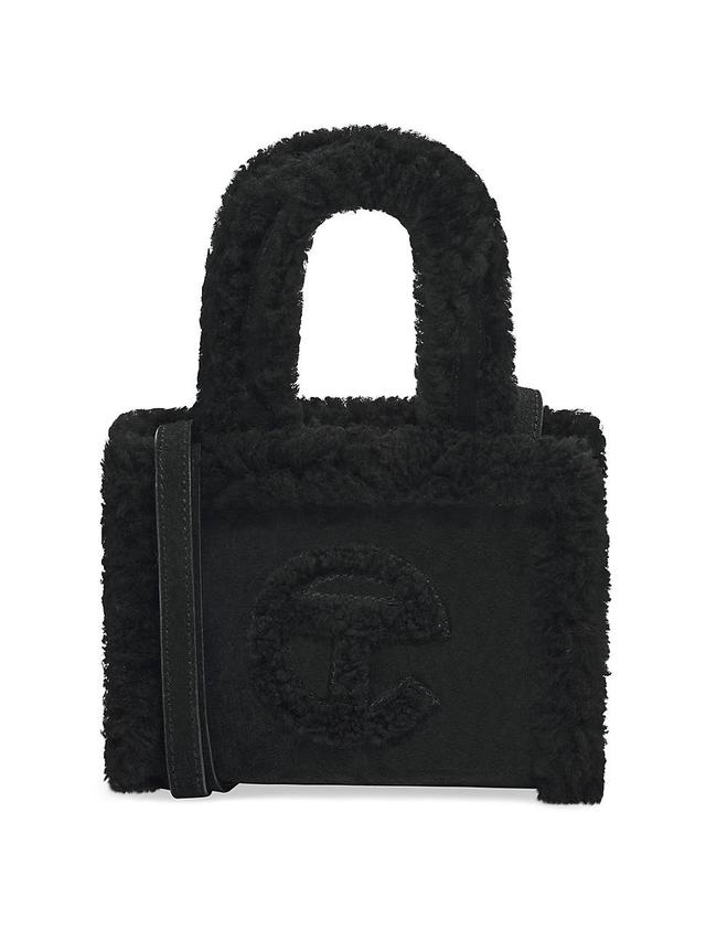 Womens Small Shearling-Trim Suede Shopper Product Image