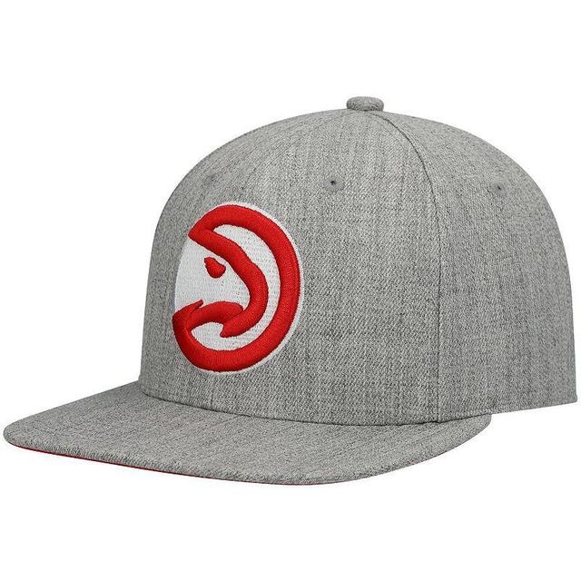 Mens Mitchell & Ness Heathered Gray Atlanta Hawks 2.0 Snapback Hat Product Image