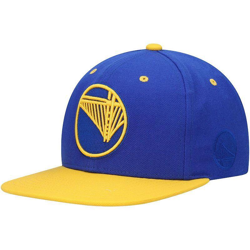 Mens Mitchell & Ness Royal/Gold Golden State Warriors Upside Down Snapback Hat Product Image