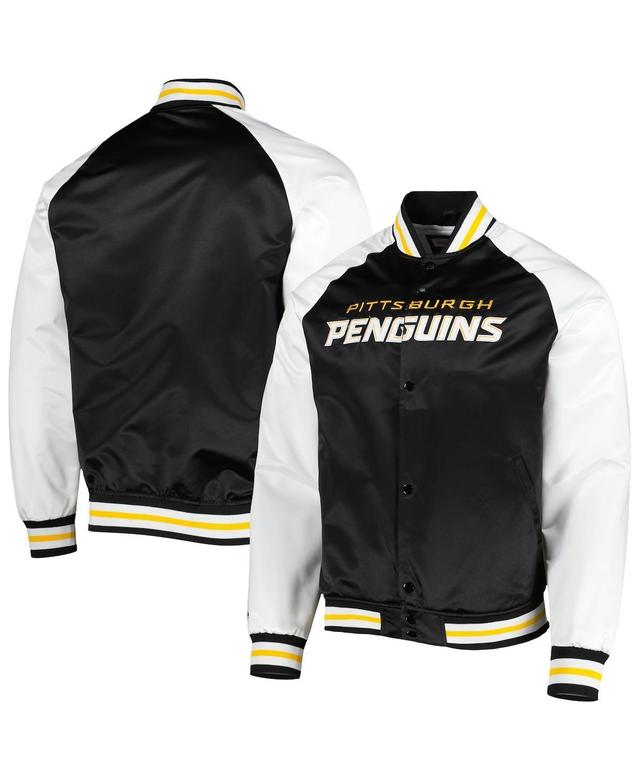 Mens Mitchell & Ness /White Pittsburgh Penguins Primetime Raglan Satin Full-Snap Jacket Product Image