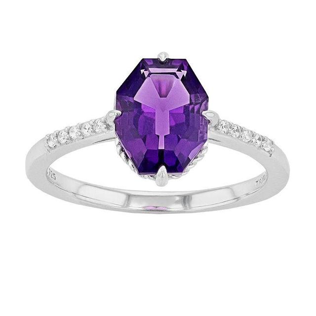 SIRI USA by TJM Sterling Silver Lab-Created Amethyst & Cubic Zirconia Statement Ring, Womens Product Image