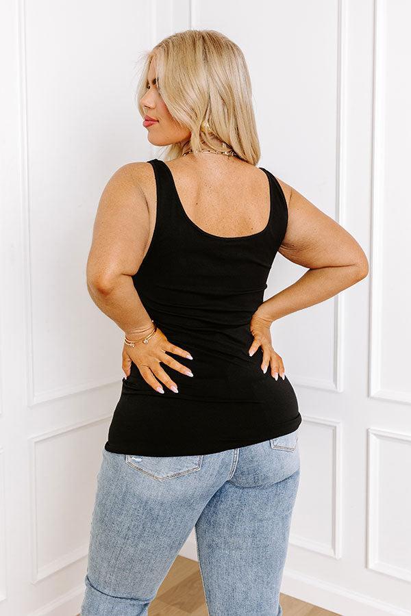 Easily Styled Seamless Tank in Black Curves Product Image