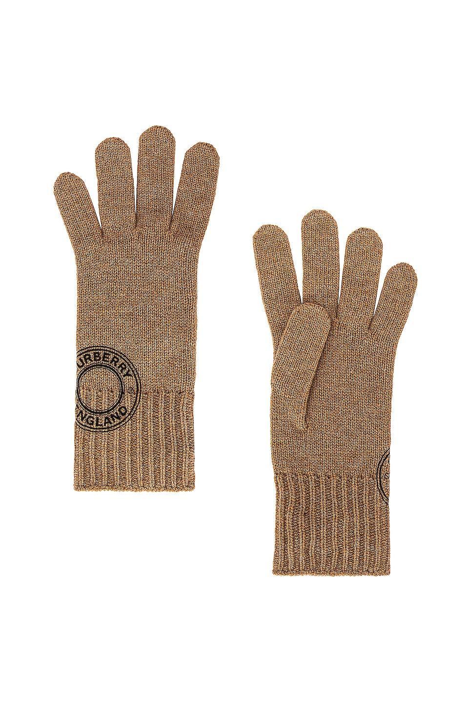 Burberry Graphic Logo Cashmere Gloves in Tan Product Image