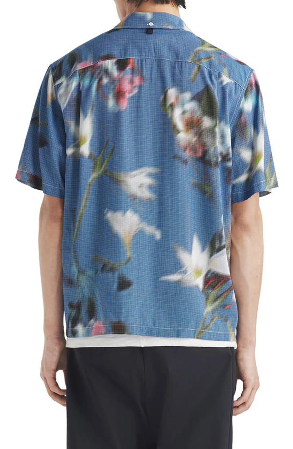 RAG & BONE Avery Blurred Floral Print Short Sleeve Button-up Shirt In Denim Product Image