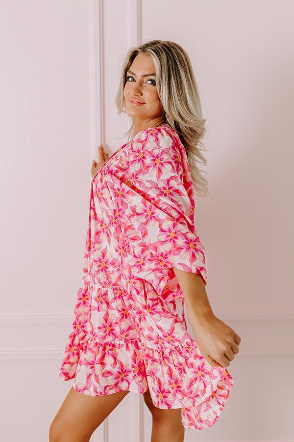 Coastal Cruise Floral Mini Dress in Pink Product Image