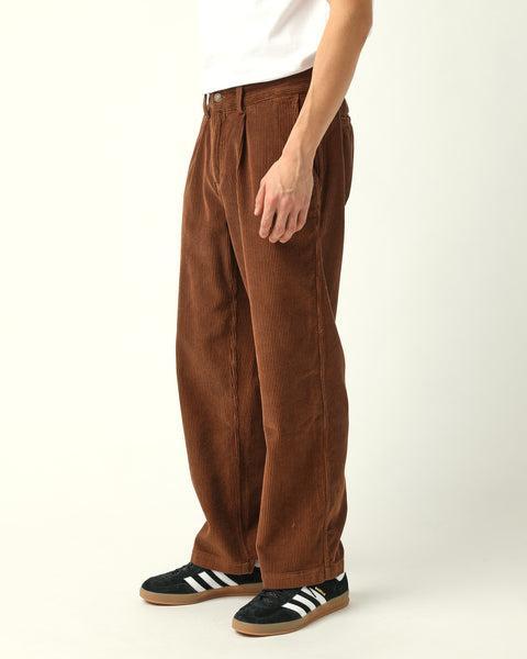 Cord Pleated Trouser - Brown Product Image