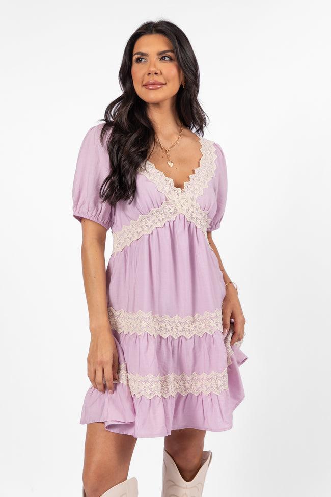 Savor This Feeling Pink Lace Trim Mini Dress Product Image