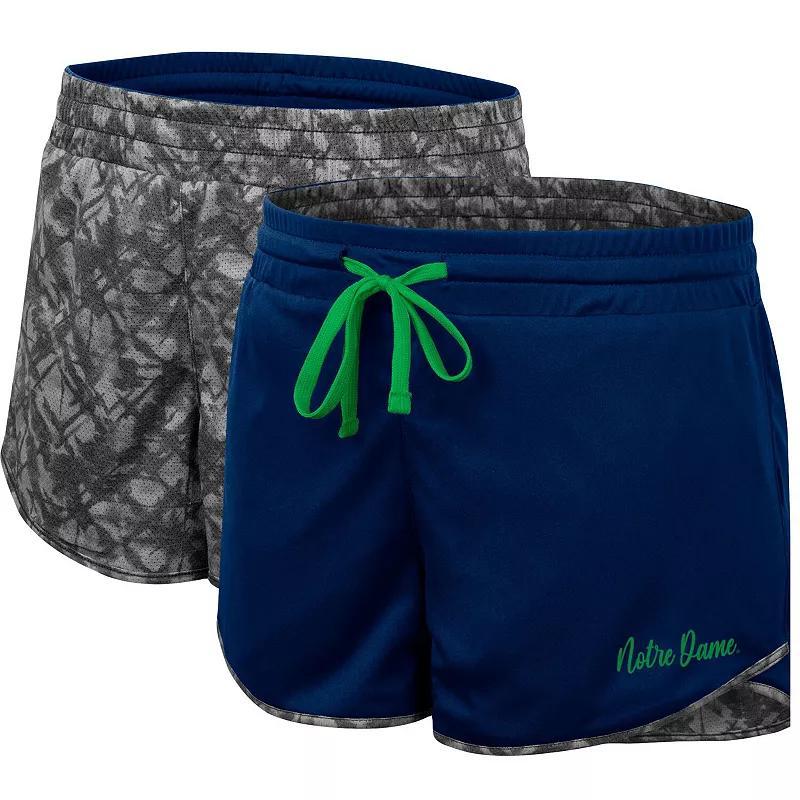 Womens Colosseum /Charcoal Notre Dame Fighting Irish Fun Stuff Reversible Shorts Blue Product Image