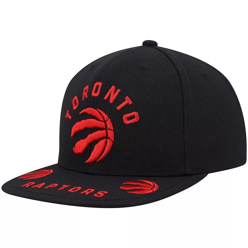 Mens Mitchell & Ness Black Toronto Raptors Front Loaded Snapback Hat Product Image