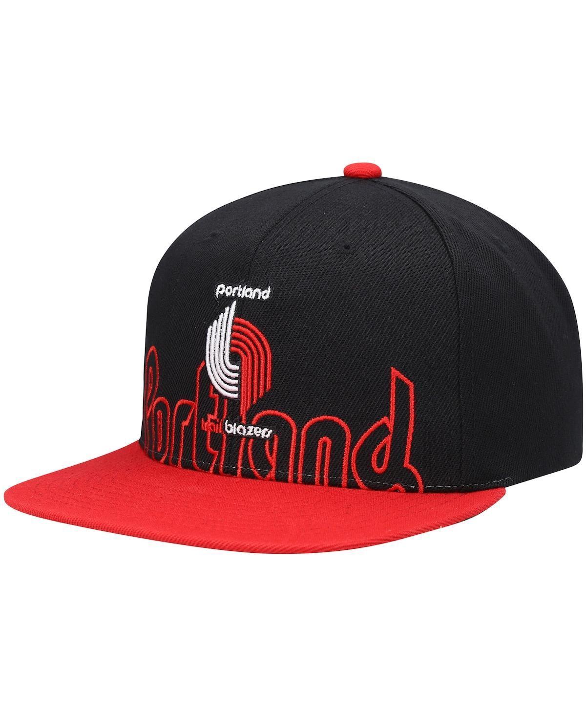 Mens Mitchell & Ness Black Portland Trail Blazers Hardwood Classics Low Big Face Snapback Hat - Black Product Image