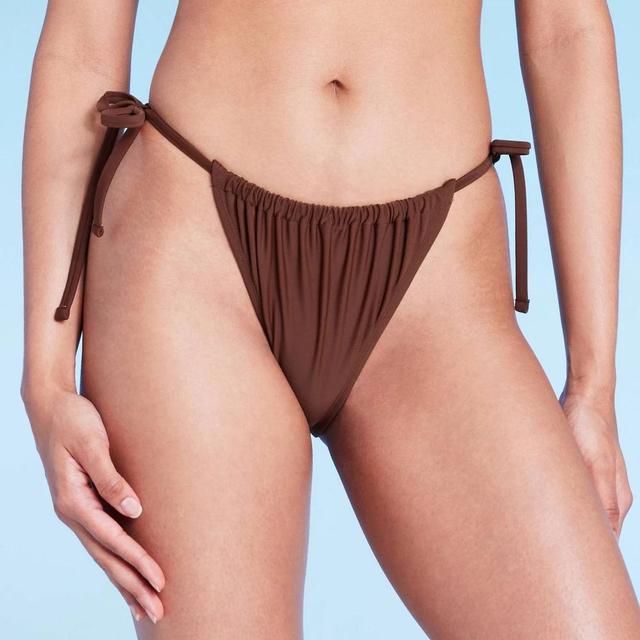 Womens Extra High Leg Adjustable Coverage Bikini Bottom - Wild Fable Brown XL Product Image