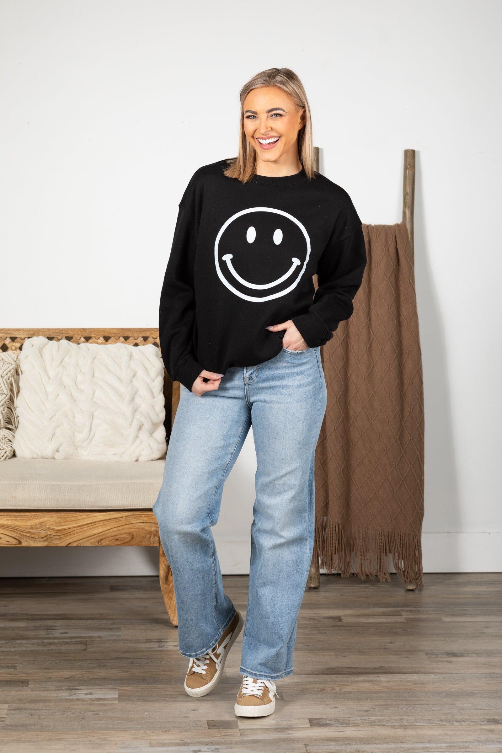 Smile Printed Fleece Crewneck Product Image