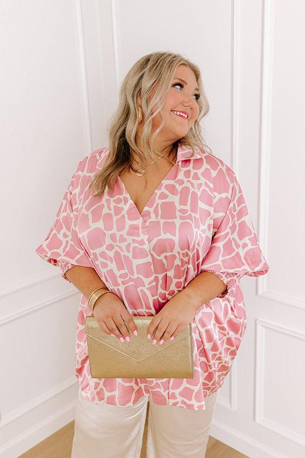 Martinis and Chit Chat Satin Top in Blush Curves Product Image