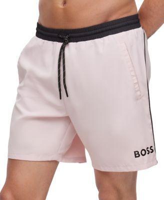 Boss by Hugo Boss Mens Contrast-Logo Swim Shorts - Light Product Image