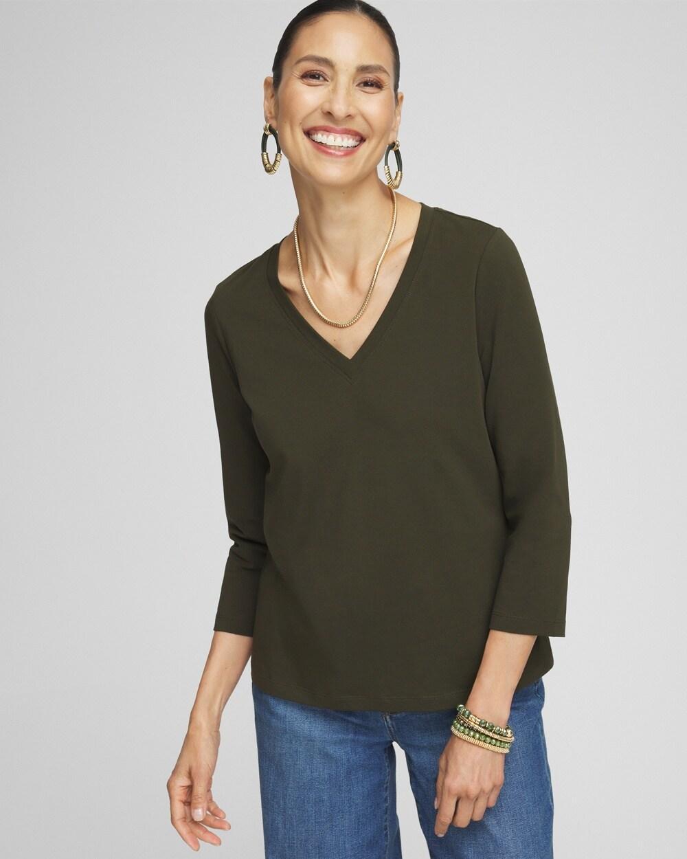 Chico's Women's 3/4 Sleeve Perfect T-Shirt Product Image