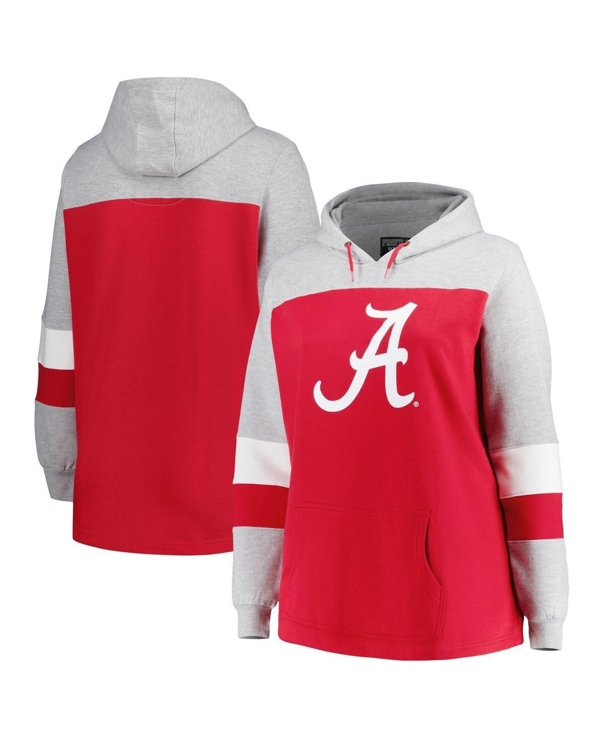 Womens Crimson Alabama Crimson Tide Plus Size Color-Block Pullover Hoodie Product Image