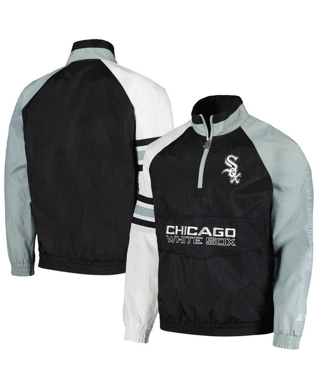 Mens Starter Black Chicago White Sox Elite Raglan Half-Zip Jacket - Black Product Image