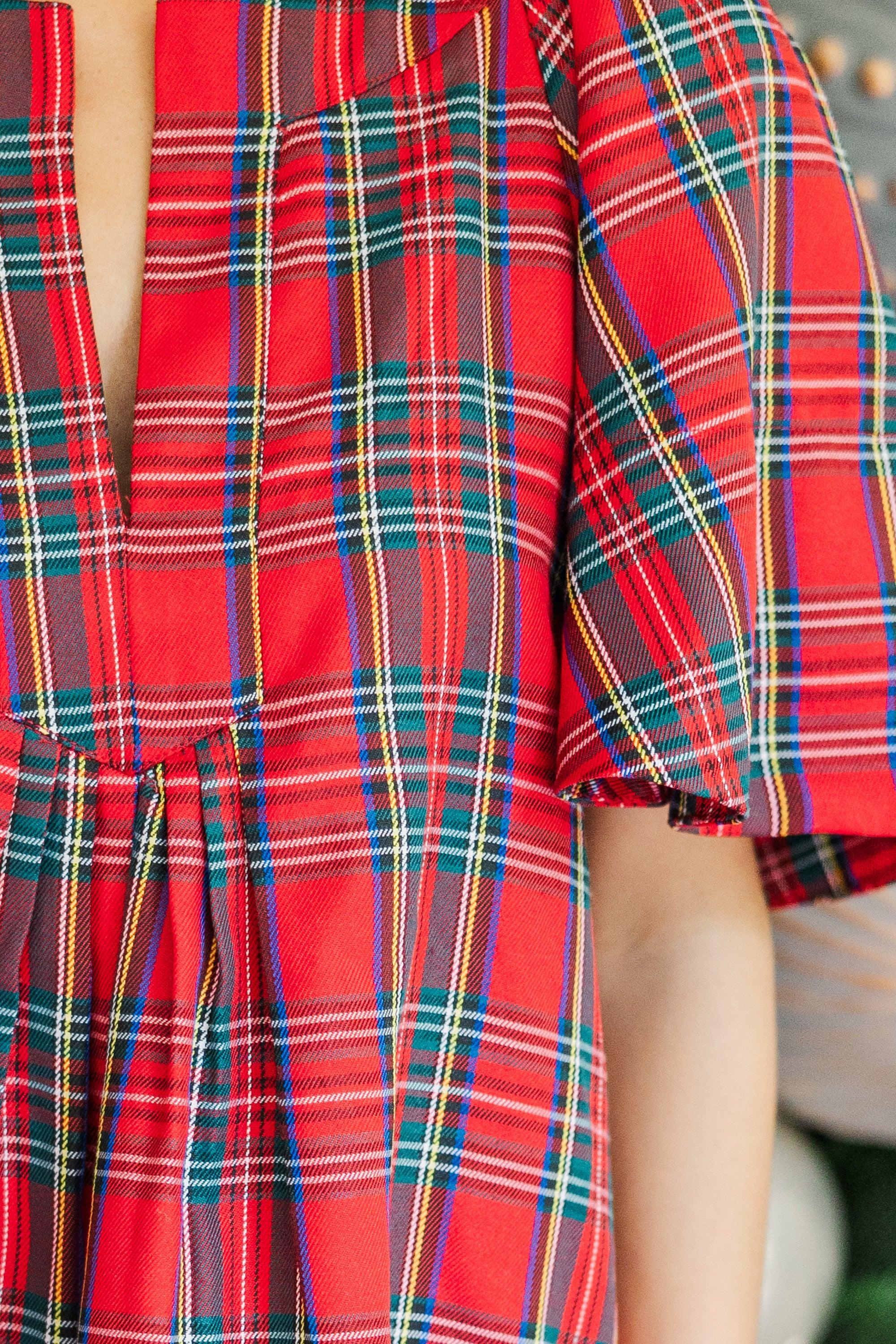 Just A Theory Red Plaid Dress Female Product Image