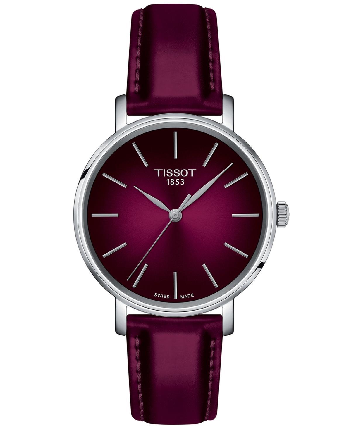 Tissot Womens Swiss Everytime Pink Faux Leather Strap Watch 34mm Product Image