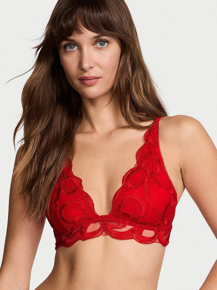 Tied-with-a-Bow Embroidery Triangle Bra Product Image