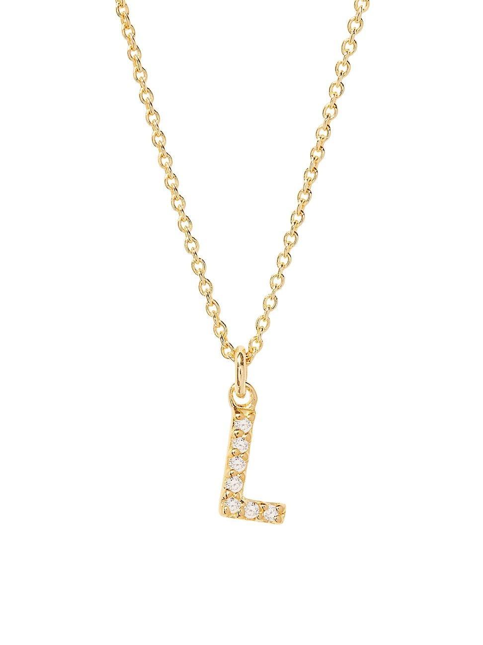 Womens Blaire 14K-Yellow-Gold Vermeil & 0.3-0.11 TCW Diamond Initial Pendant Necklace Product Image