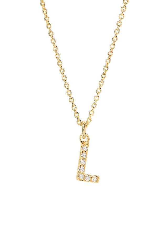 Womens Blaire 14K-Yellow-Gold Vermeil & 0.3-0.11 TCW Diamond Initial Pendant Necklace Product Image