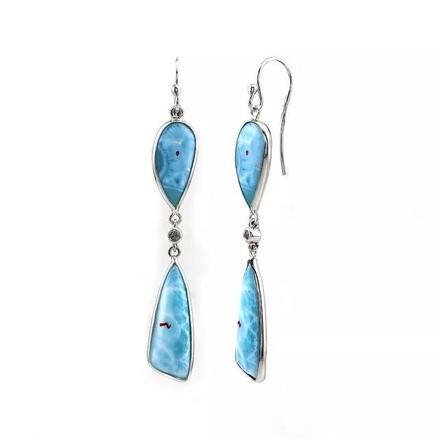 Gemistry Sterling Silver Gemstone Drop Earrings, Womens, Larimar Product Image