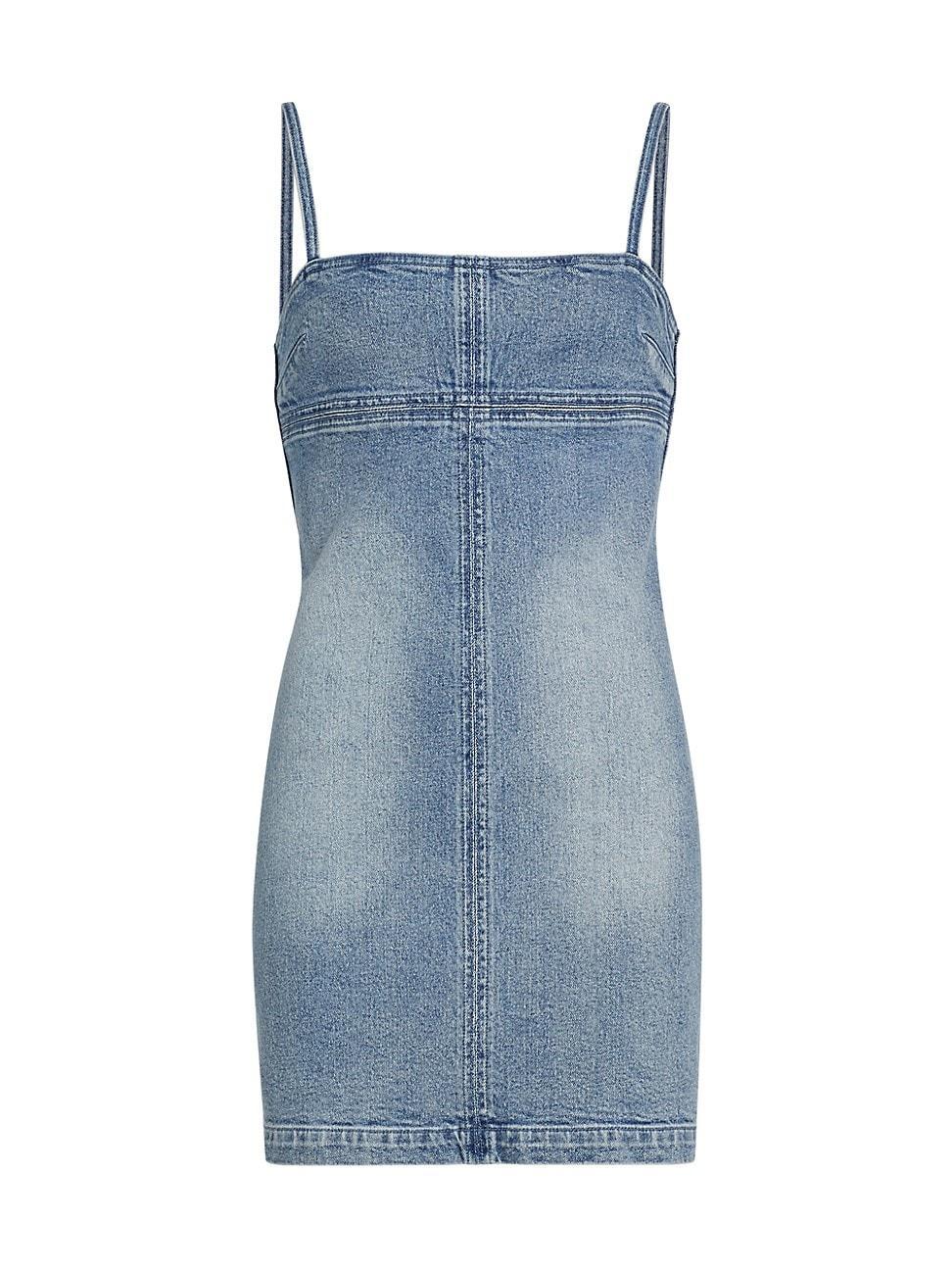 Womens Washed Cotton Denim Slip Minidress Product Image