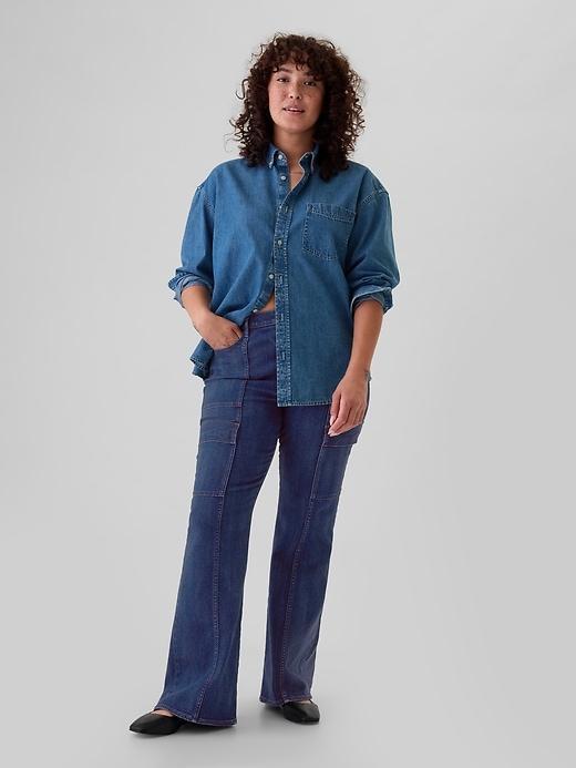 High Rise &apos;70s Flare Cargo Jeans Product Image