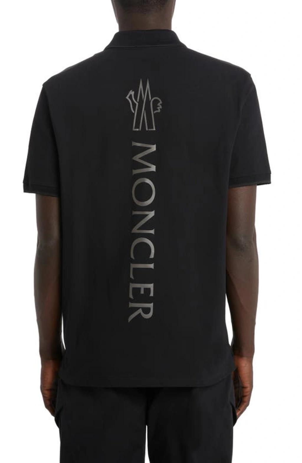 MONCLER Tricolour-detail Polo Shirt In Black Product Image