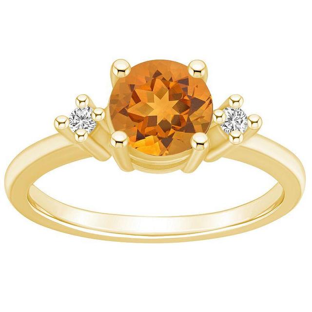 Alyson Layne 14k Gold Round Citrine & Diamond Accent Ring, Womens Product Image