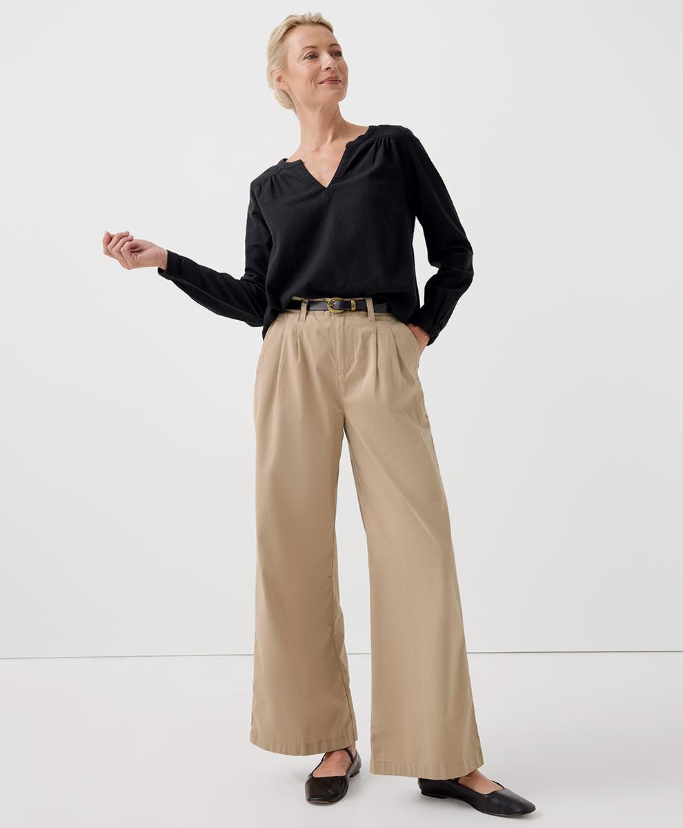 Womens Boulevard Brushed Twill Wide Leg Trouser L Product Image