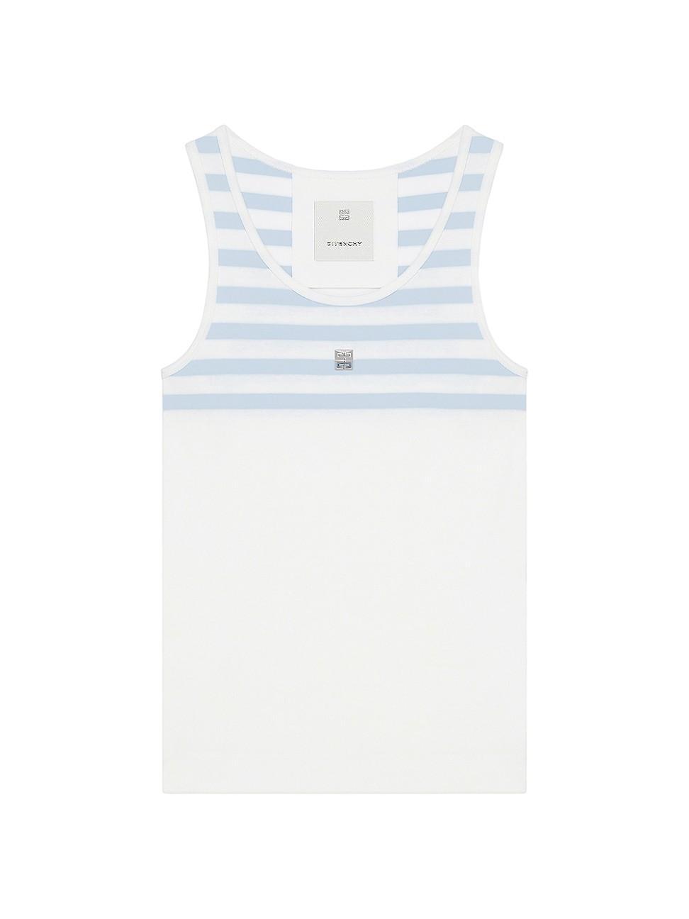 Womens Slim Fit Striped Tank Top in Cotton and 4G Detail Product Image