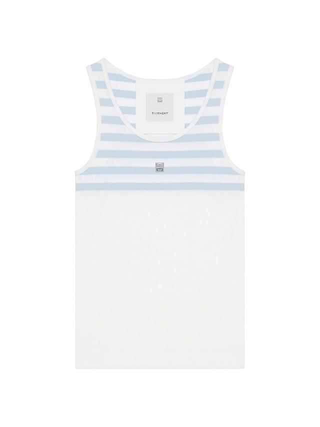 Womens Slim Fit Striped Tank Top in Cotton and 4G Detail Product Image