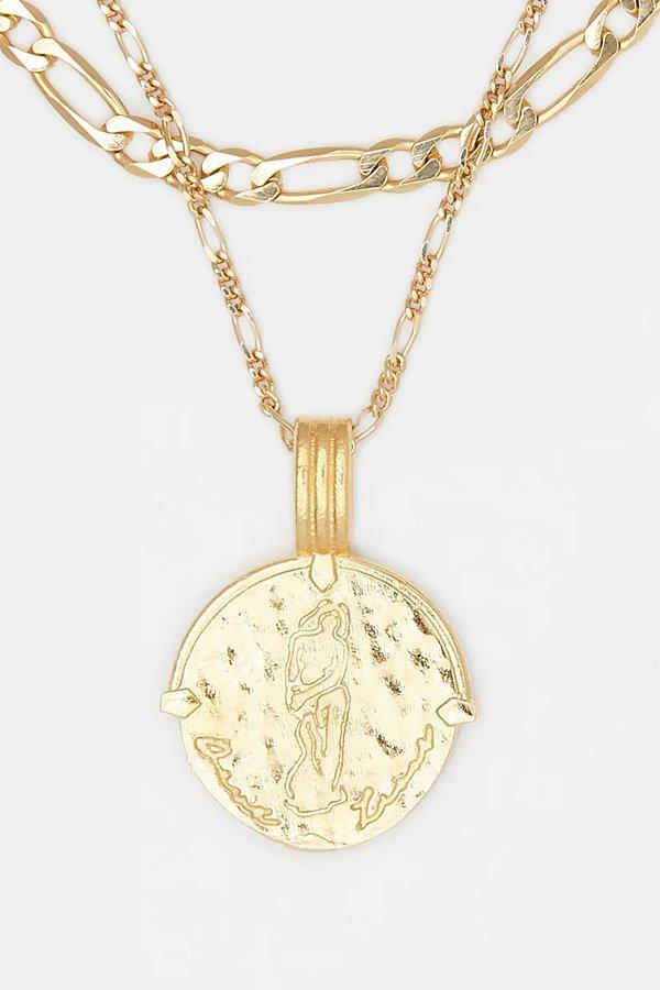 Deux Lions Jewelry Gold Sicilian Zodiac Layered Necklace Womens at Urban Outfitters Product Image