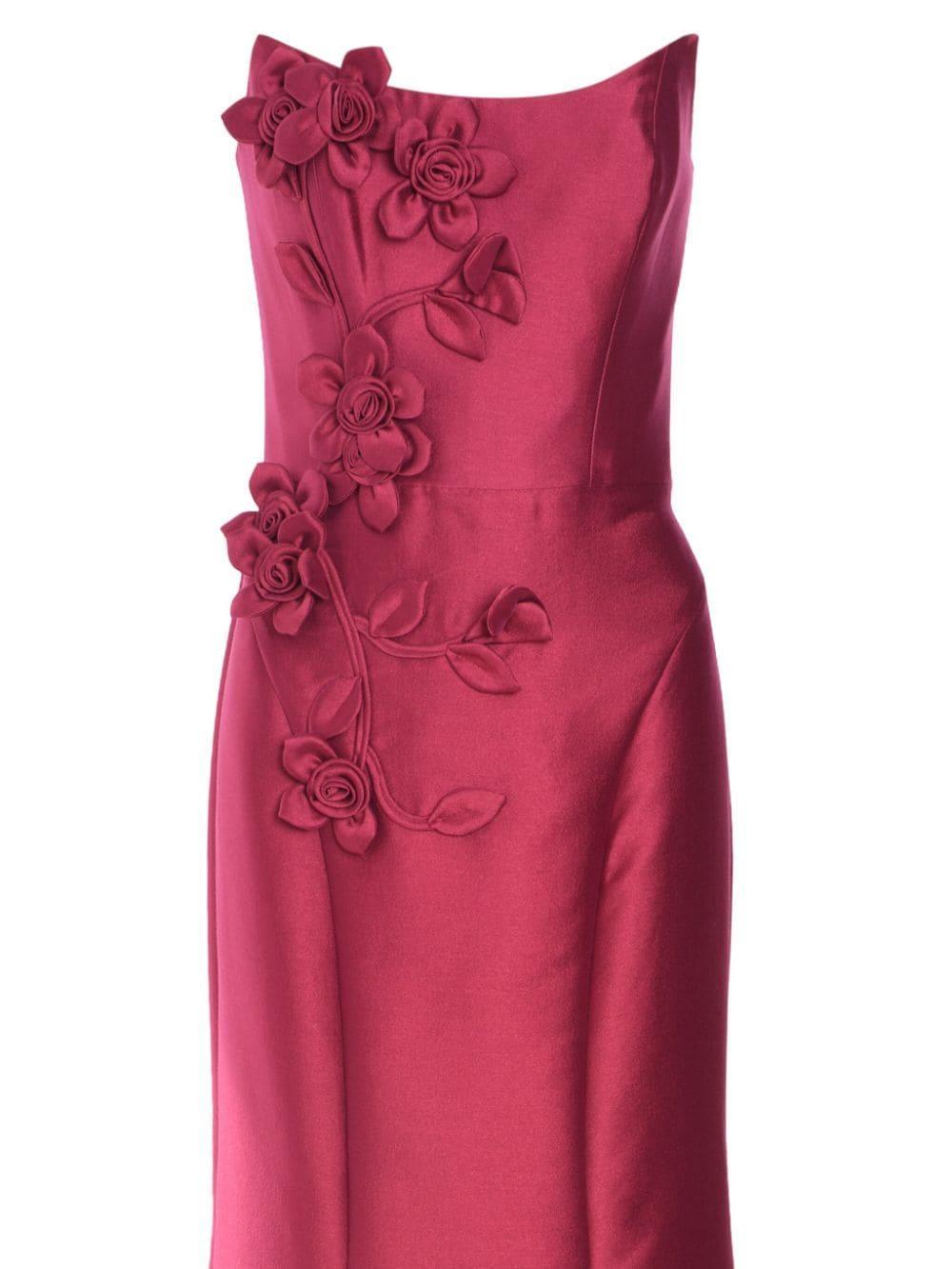 floral-appliqué satin gown Product Image