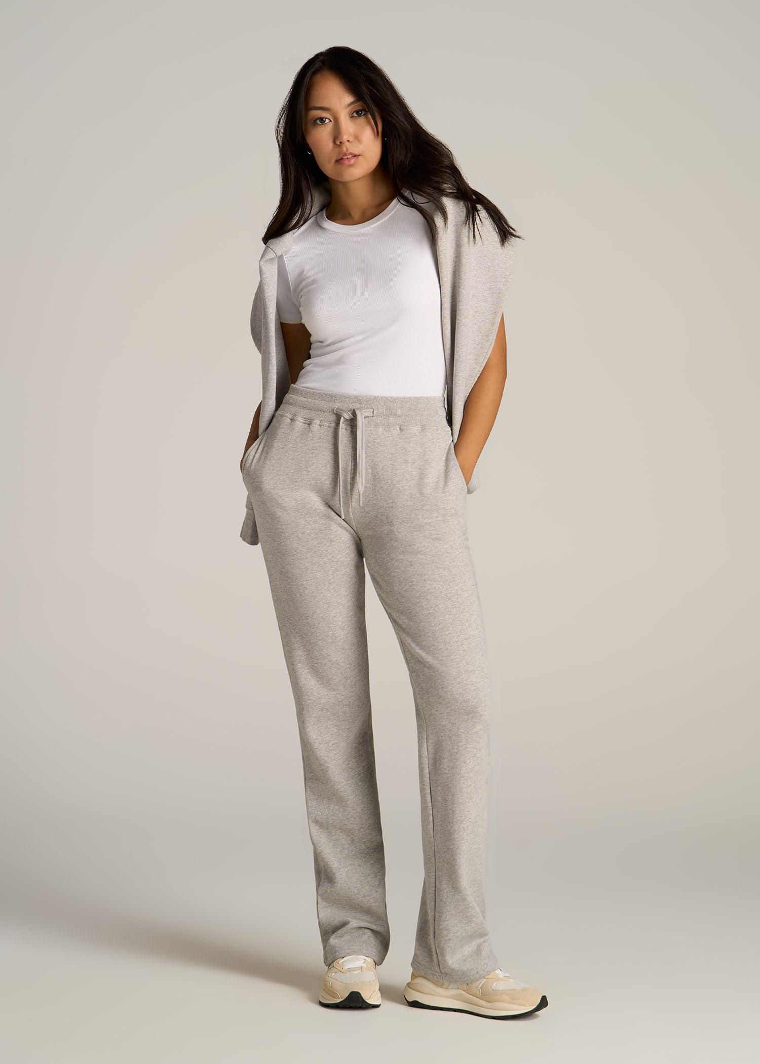 Wearever Fleece Open-Bottom Sweatpants for Tall Women in Grey Mix Female Product Image