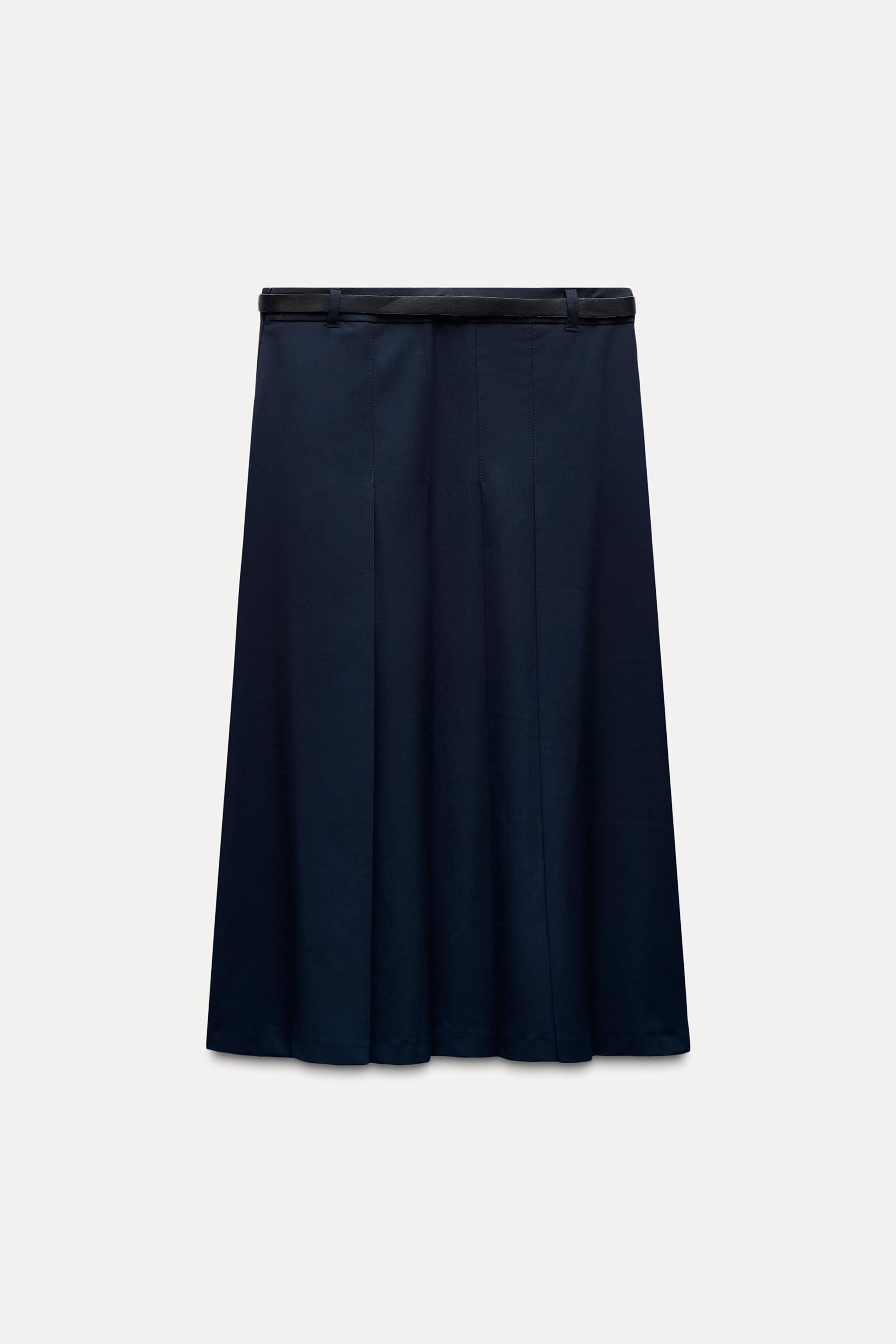 PLEATED BELTED MIDI SKIRT Product Image