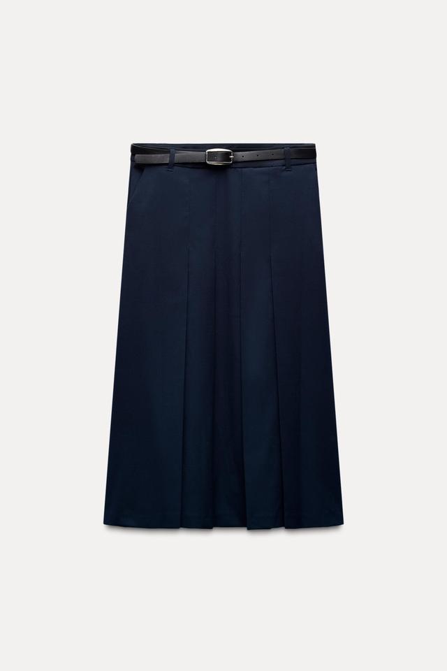 PLEATED BELTED MIDI SKIRT Product Image