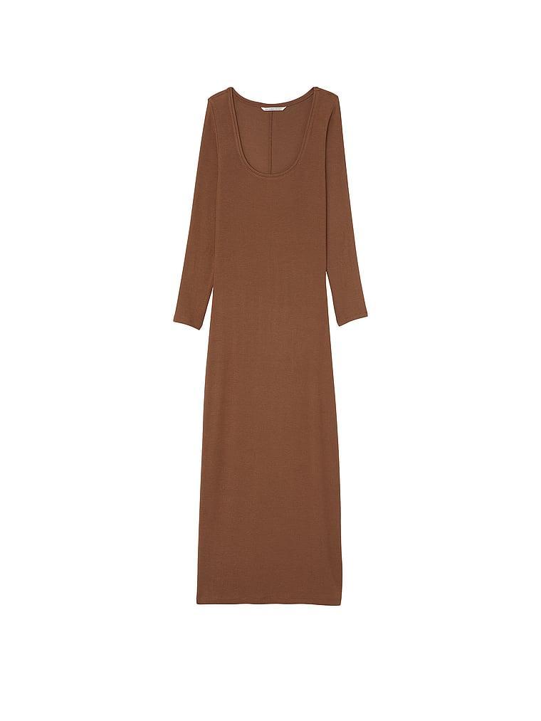 Ribbed Modal Long-Sleeve Slip Dress Product Image