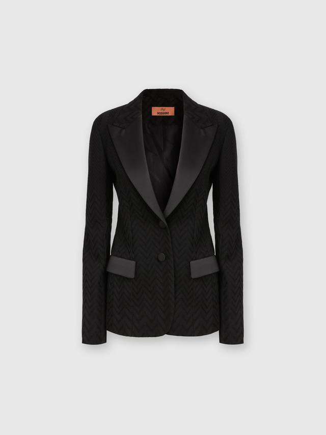 Chevron blazer with satin details Product Image